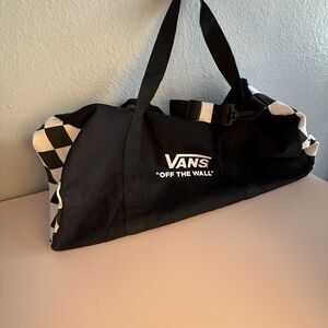 NEW VANS Black Canvas Checkered Duffel Bag Travel Gym Skate Carry-on
